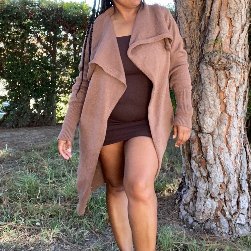 Cozy Brown Waterfall Cardigan